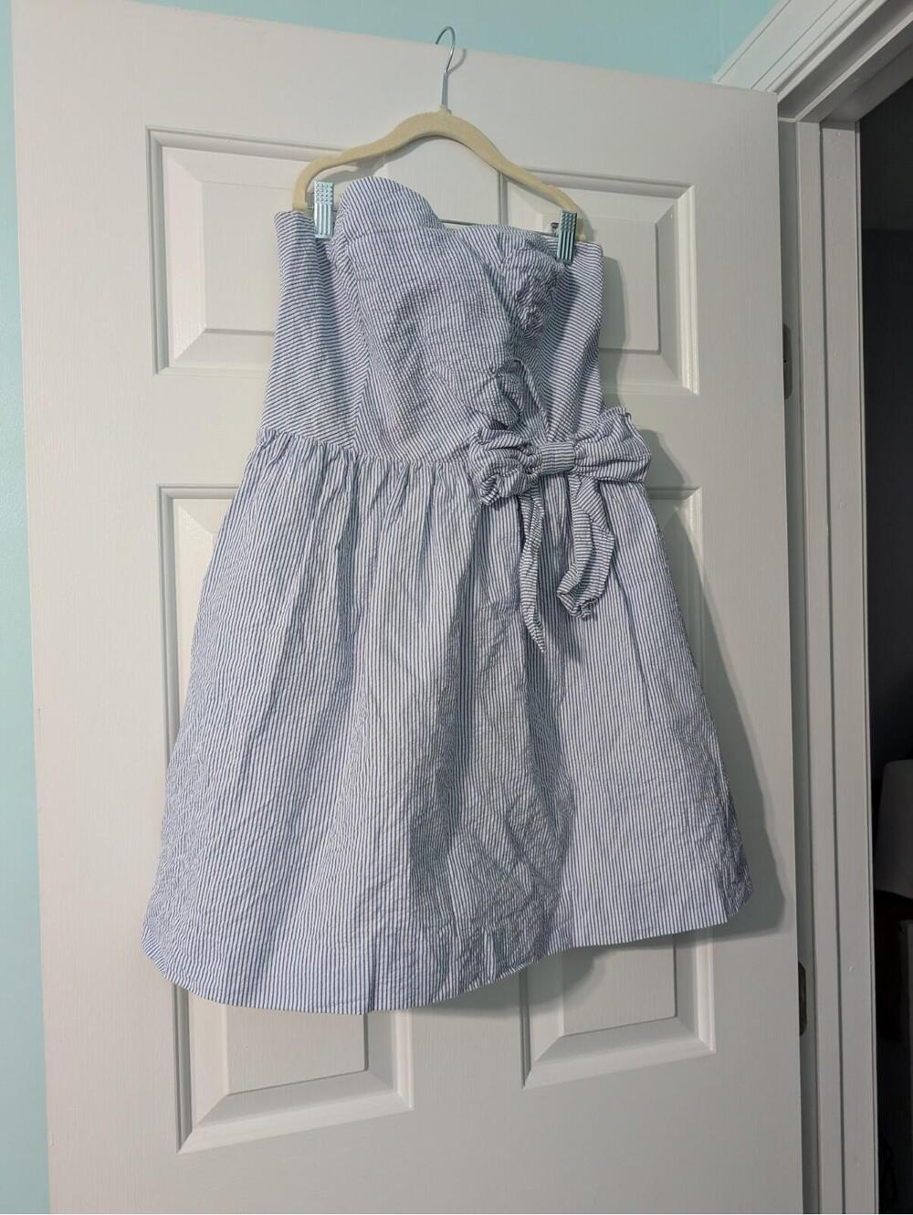 Lilly Pulitzer Women's Strapless Sweetheart Blue And White Stripe Dress